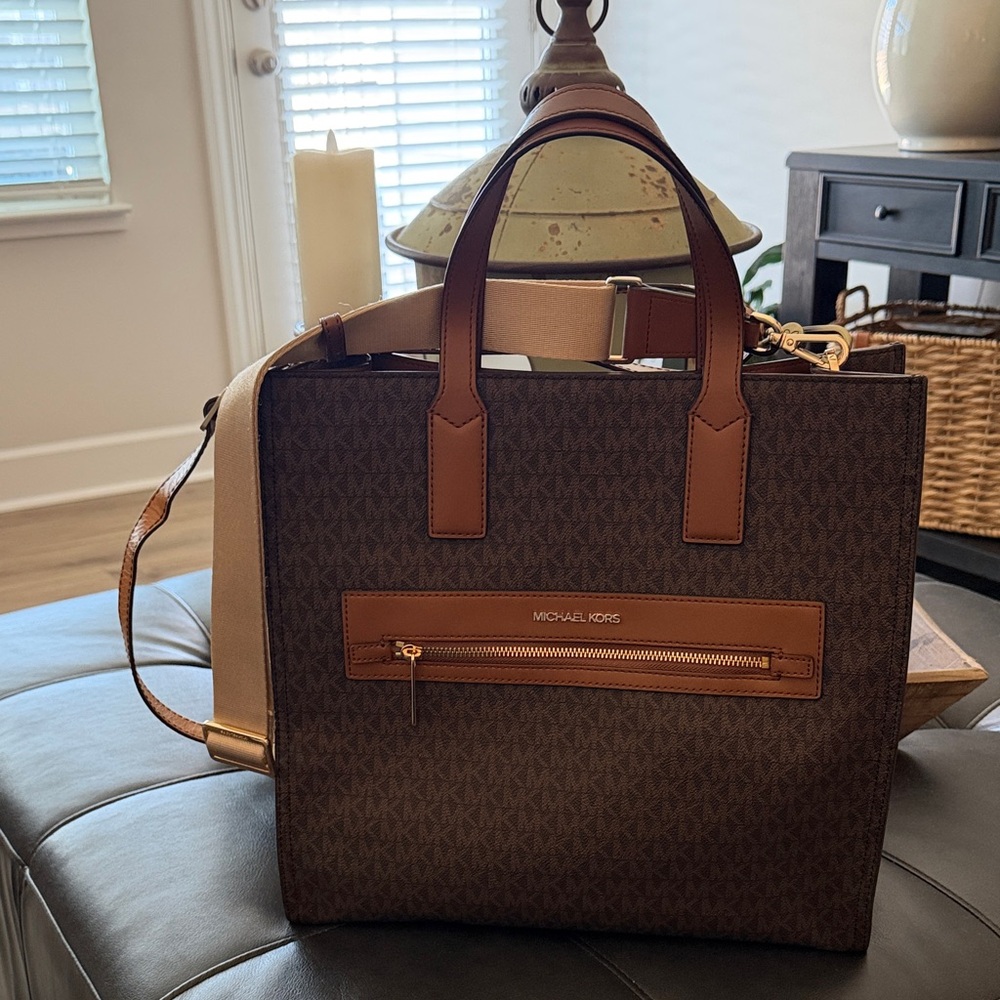 Michael Kors Dark Brown and Tan Crossbody